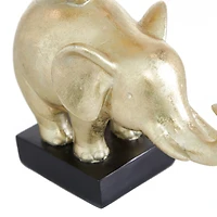 Gold Polystone Contemporary Elephant Sculpture, 10" x 8" x 6"