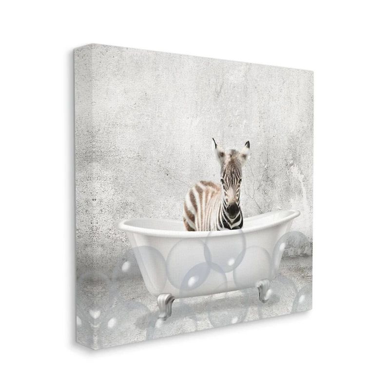 Stupell Industries Baby Zebra Bath Time Canvas Wall Art