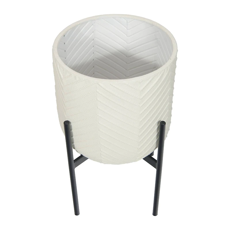 Hello Honey® 22" White with Black Metal Planter and Stand, 2ct.