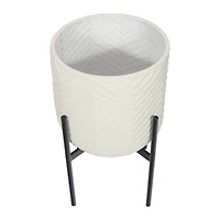 Hello Honey® 22" White with Black Metal Planter and Stand, 2ct.