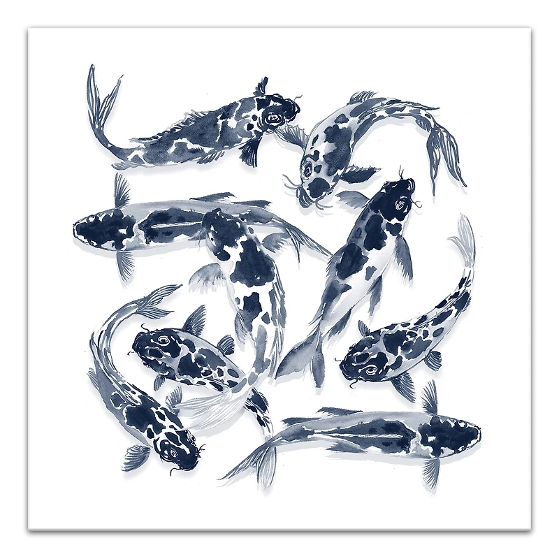 Navy Koi Canvas Wall Art