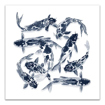Navy Koi Canvas Wall Art