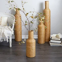 Brown Bamboo Tall Woven Floor Vase
