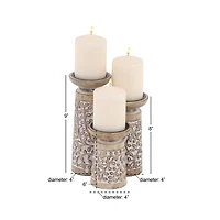 Brown Mango Wood Natural Candle Holder Set, 3ct.