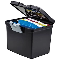 Storex Portable File Box with XL Storage Lid, Black