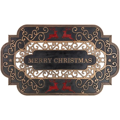 Red Reindeer Merry Christmas Doormat