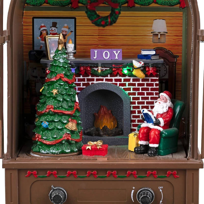 LED Lighted and Musical Retro Radio with Santa Scene Christmas Decoration - 12.5"