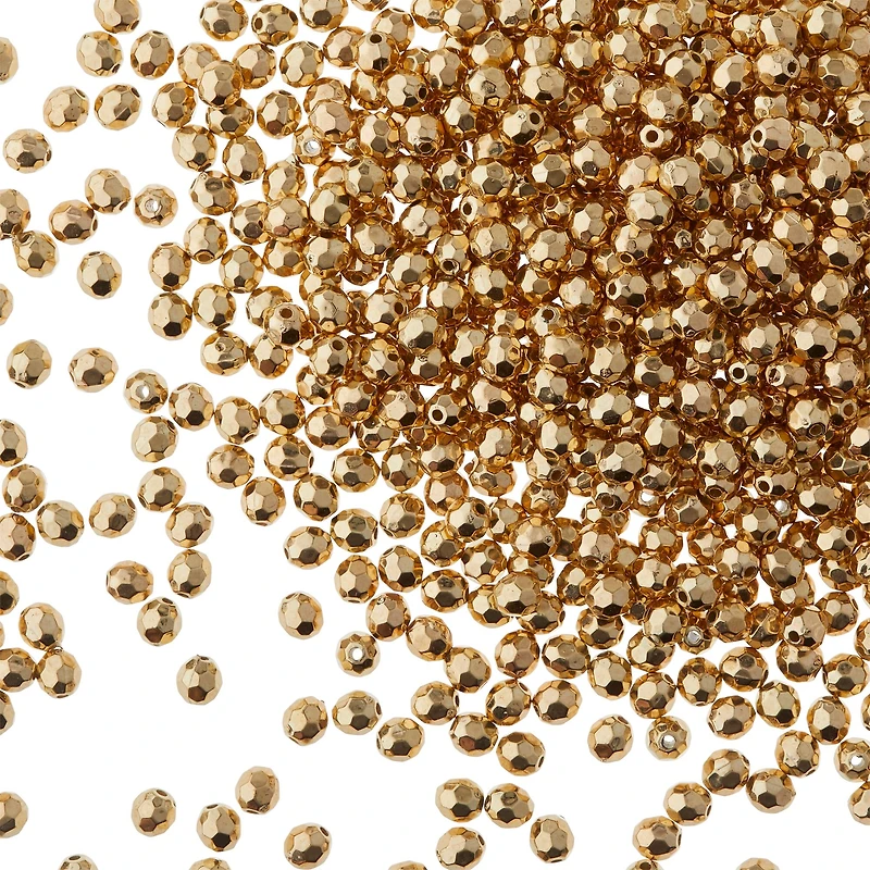 12 Pack: Gold Faceted Acrylic Round Craft Beads, 5.5mm by Bead Landing™