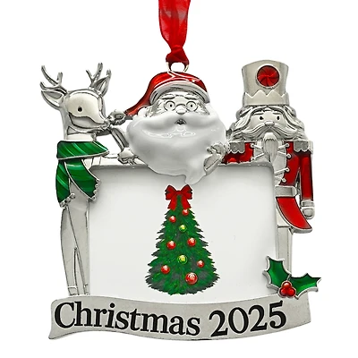 1.75" x 2.25" Silver Santa & Friends 2025 Ornament Frame by Studio Décor®