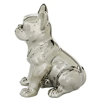 CosmoLiving by Cosmopolitan Silver Ceramic Glam Sculpture, Dog 12" x 6" x 10"
