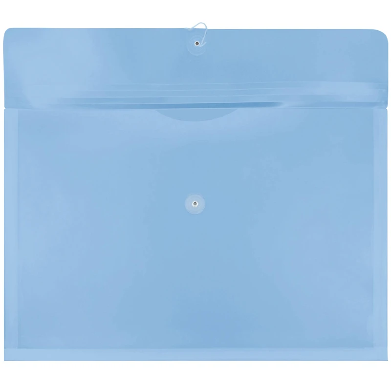 JAM Paper 12" x 18" Blue Button & String Tie Closure Plastic Envelopes, 12ct.