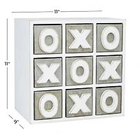 White Wood Traditional Tic Tac Toe Cabinet, 11" x 11" x 9"