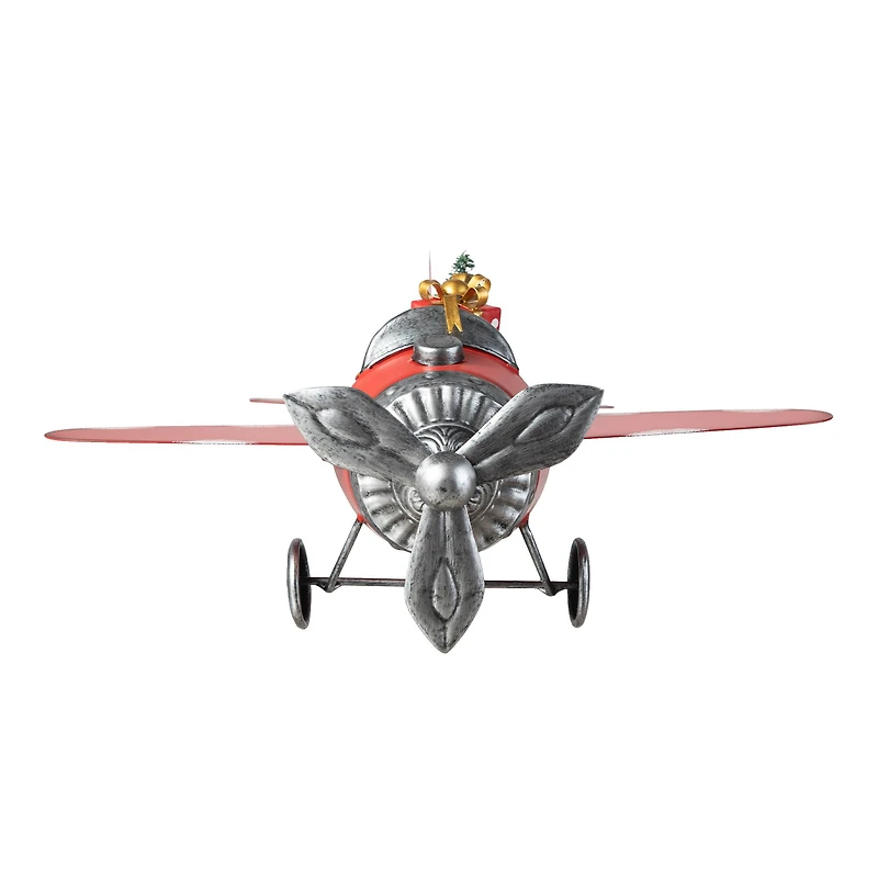 Glitzhome® 14" Christmas Metal Airplane with Gifts Table Décor