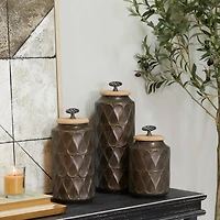 Black Traditional Decorative Jars, Set of 3" 16", 13", 10"