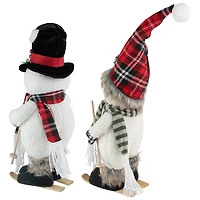 15" Winter Skiing Snowmen Christmas Table Top Decoration Set