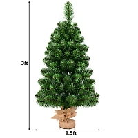 3ft. Unlit Green Pine Artificial Christmas Tree with Burlap Base