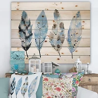 Designart - Blue Boho Feathers I