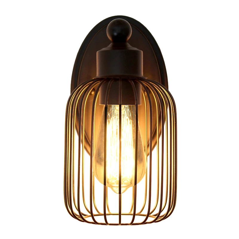 Lalia Home Ironhouse 10.5" Black Cage Wall Sconce