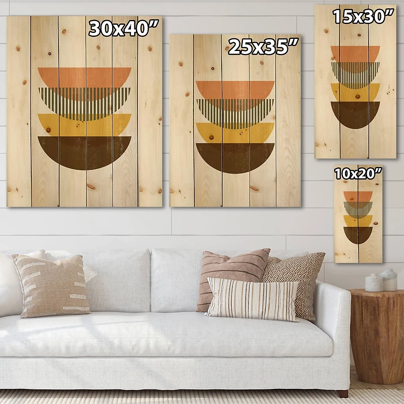 Designart - Abstract Geometric Half Moons In Earth Tones