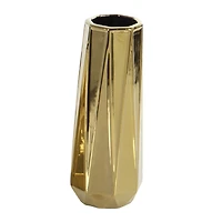 Set of 3 Gold Stoneware Glam Vase, 7", 11", 15"