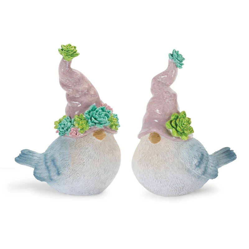Succulent Bird Gnome Figurine Set
