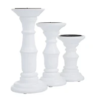 White Wood French Country Candle holder 10",8",6