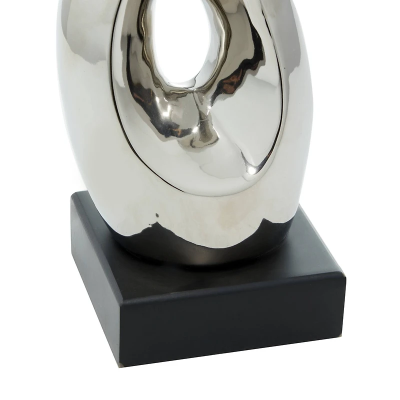 18" Silver Ceramic Modern Abstract Sculpture