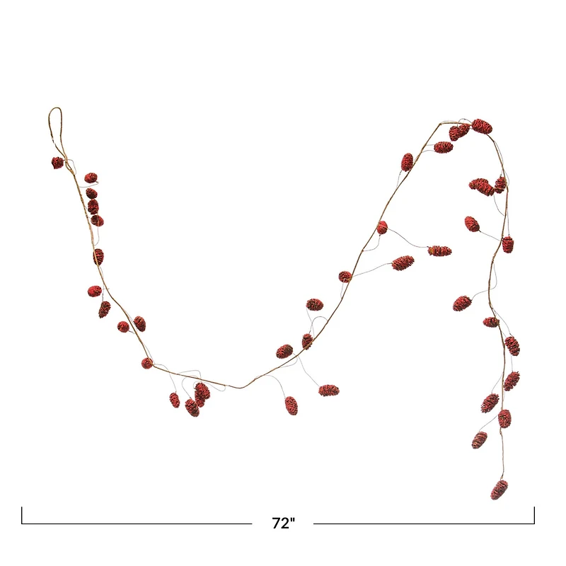 Hello Honey® 6ft. Red Glitter Natural Pinecone Garland