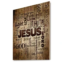 Designart - Jesus' word cloud in grunge background