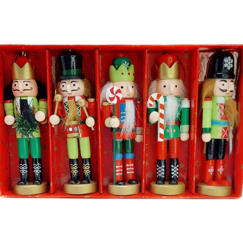 Wizardi 4.92" Wooden Christmas Festive Decoration Nutcracker Set