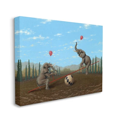 Stupell Industries Vintage Circus Elephant Balancing Ball Act Canvas Wall Art