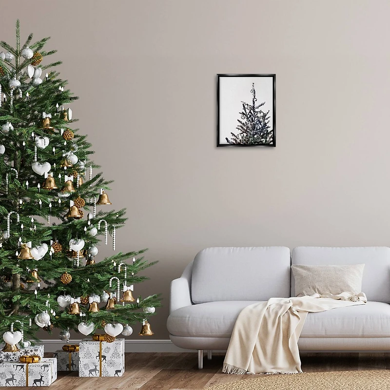 Stupell Industries Christmas Tree Disco Balls Floating Frame Wall Art