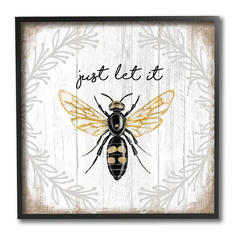 Stupell Industries Just Let it Be Sentiment Country Bee Pun,12" x 12"