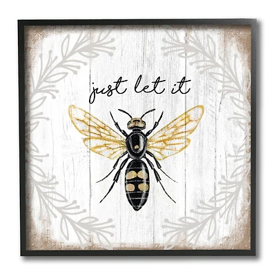 Stupell Industries Just Let it Be Sentiment Country Bee Pun,12" x 12"