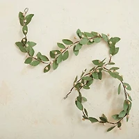Hello Honey® 6ft. Green & Antique Pink Painted Metal Leaf & Berry Garland