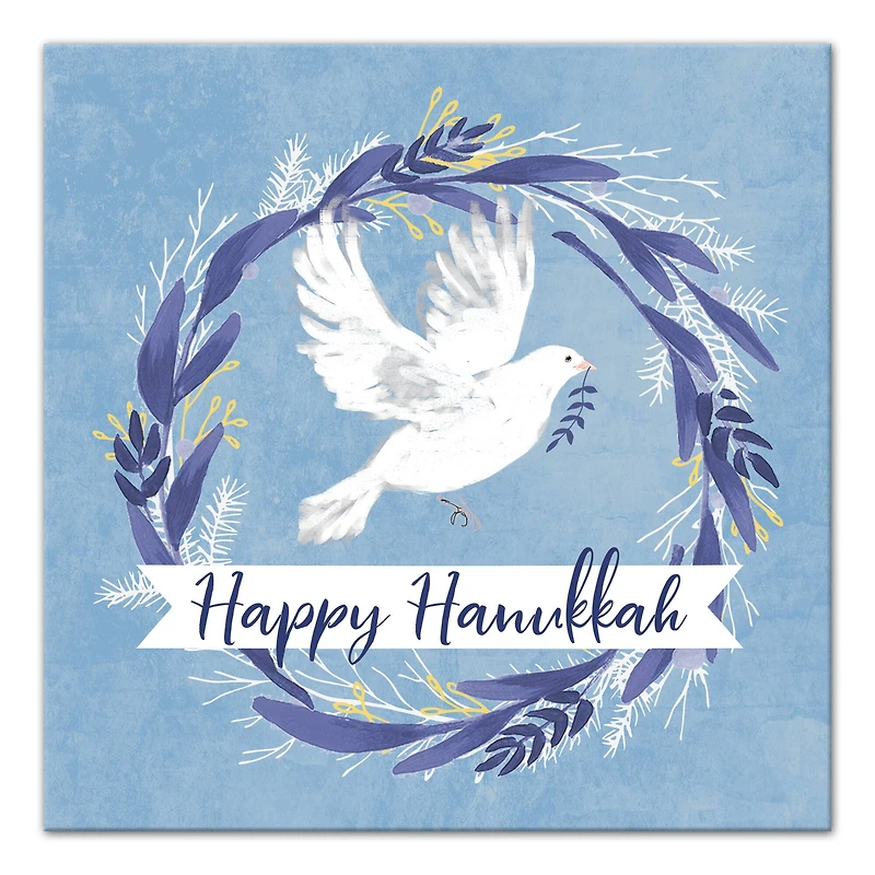 Happy Hanukkah Dove 16x16 Canvas Wall Art