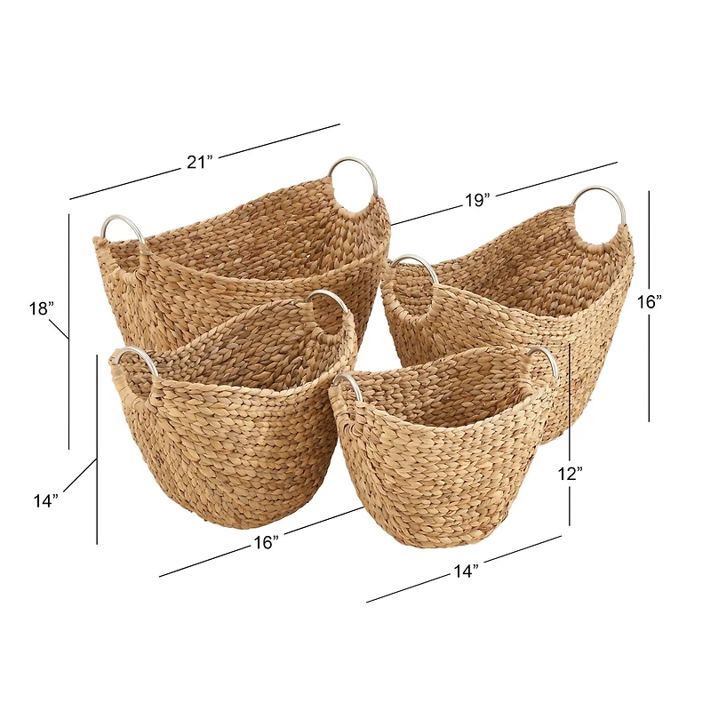 Brown Seagrass Contemporary Storage Basket Set