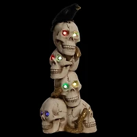 27.5" LED Skull Tower with Raven Halloween Decoration