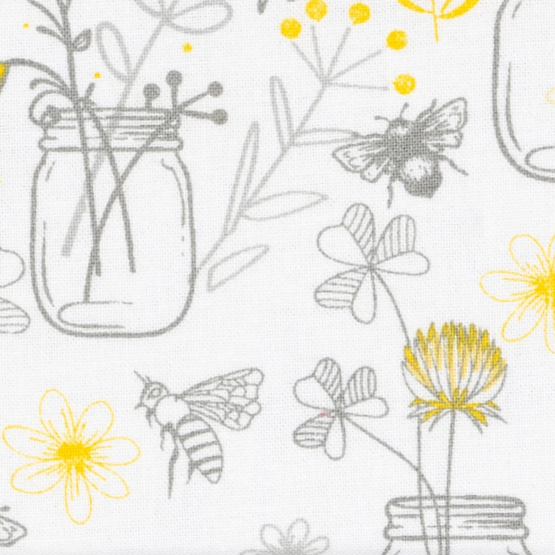 Gray & Yellow Mason Cotton Fabric by Loops & Threads™