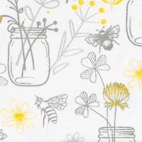 Gray & Yellow Mason Cotton Fabric by Loops & Threads™