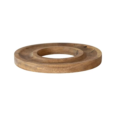 Hello Honey® 14" Natural Round Ring Mango Wood Serving Tray