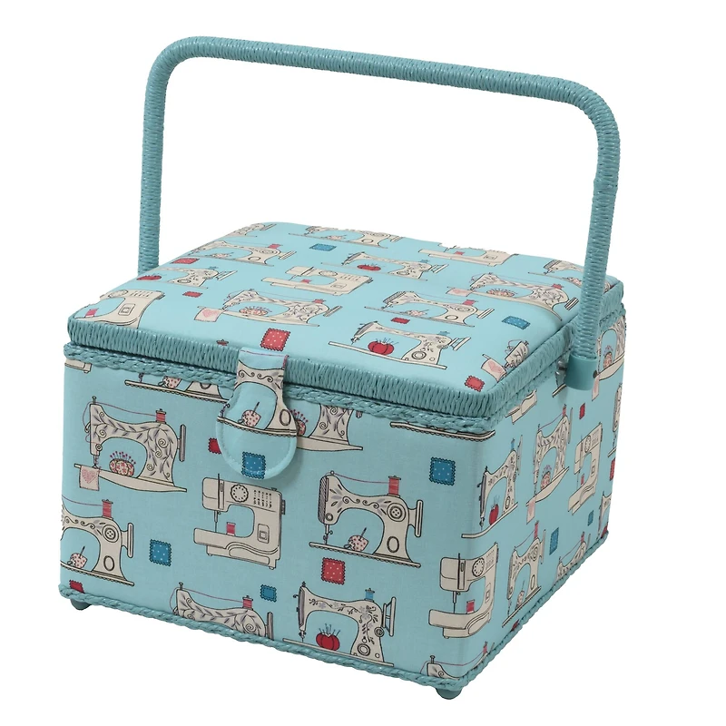Dritz® Aqua Sewing Machines Large Square Sewing Basket with Removable Tray