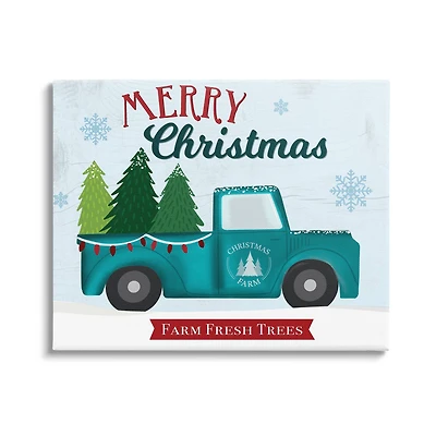 Stupell Industries Merry Christmas Farm Fresh Trees Sign Canvas Wall Art