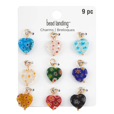 Millefiori Glass Heart Charms by Bead Landing­™
