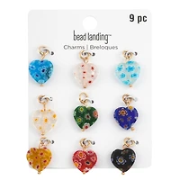 Millefiori Glass Heart Charms by Bead Landing­™