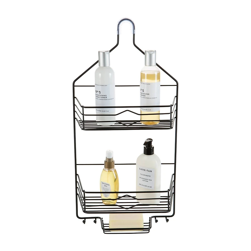 Bath Bliss Matte Black 2 Tier Aztec Shower Caddy