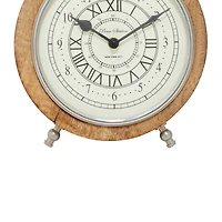 The Novogratz 10" Brown Mango Wood & Aluminum Clock