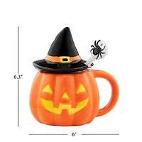 Mr. Halloween Lidded Jack-O-Lantern Mug with Spoon