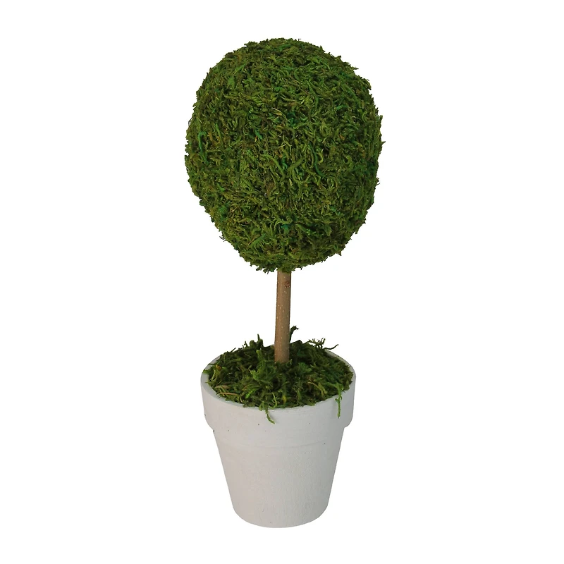 14" Artificial Reindeer Moss Ball Topiary Tree in White Pot