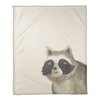 50" x 60" Hello Raccoon Coral Fleece Blanket